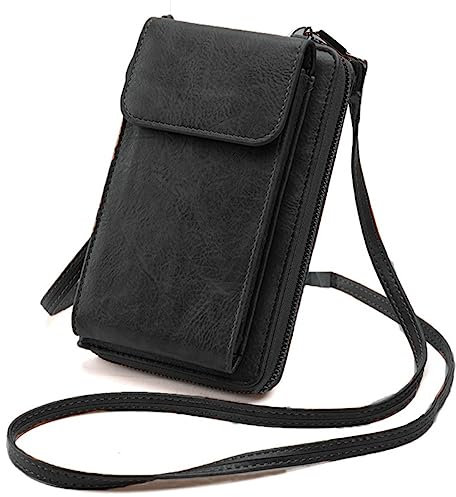 CRSUSUKJ Bolso de Teléfono para Mujer - Cartera Móvil de Cuero PU con Bandolera, Monedero con Ranuras para Tarjeta y Correa Ajustable