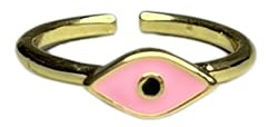 VIE Ring gegen den bösen Blick, Gold, Stil #01, Rosa, Einheitsgröße