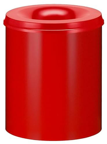 PROREGAL Selbstlöschender Papierkorb & Abfallsammler aus Metall | 80 Liter, HxØ 54x47cm | Rot