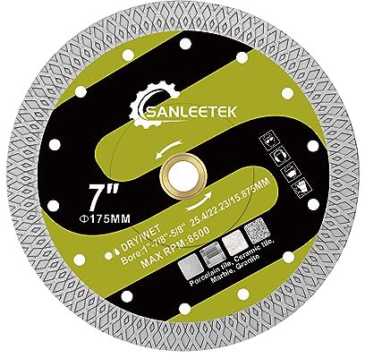 Diamant Trennscheibe für Fliesen 175mm - X Masche Diamantscheibe für Keramische Fliesen Porzellan Marmor Kunststein für Kreissäge SANLEETEK