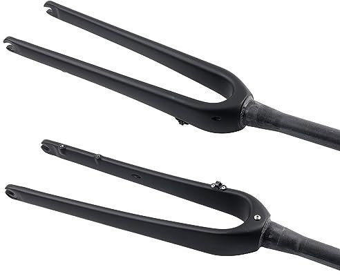 HerfsT Gravel Bike Starre Gabel Kohlefaser 700C Rennradgabel 1-1/2'' Konische Scheibenbremsgabel 9mm QR Leichte Hartgabeln für 45C-Reifen (Farbe: Mattschwarz)