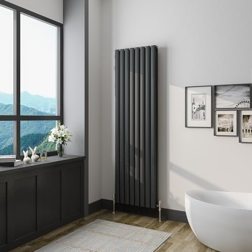 Oval Column Radiator 1600x472mm Black Vertical Radiator Double Modern Central Heating Radiators Designer Radiators