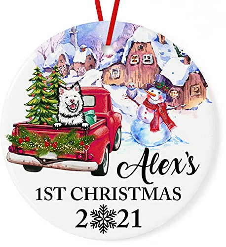 Weihnachtsanhänger Christbaumschmuck Anhänger Keramik Weihnachtsbaumschmuck Weihnachtsdeko Anhänger 1. Weihnachten 2023 – Erster Weihnachtsfeiertag des Finnischen Lapphundes