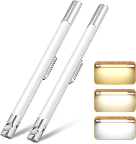 Haotao 2 Stück 40cm LED Lampe Akku mit Bewegungsmelder, 3500mAh Unterbauleuchte Led mit Batterie, 6500K Unterbauleuchte Küche Led Akku, Kabellose, Led Leiste USB Aufladbar, Schrankbeleuchtung