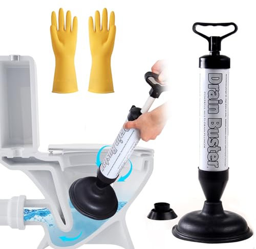 SubTack Drain Unblocker - Sink Plungers for Unblocking Plunger Shower Unblocker Powerful Toilet Air Plunger Toilet Unblocker Toilet Unblocker with 2 Drain Cups for Toilet, Sink, Shower, Bath