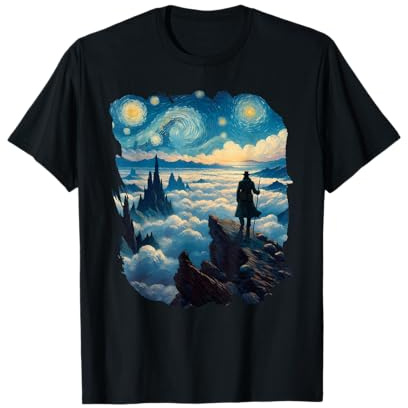 Caspar David Friedrichs Der Wanderer im Stil von Van Gogh T-Shirt