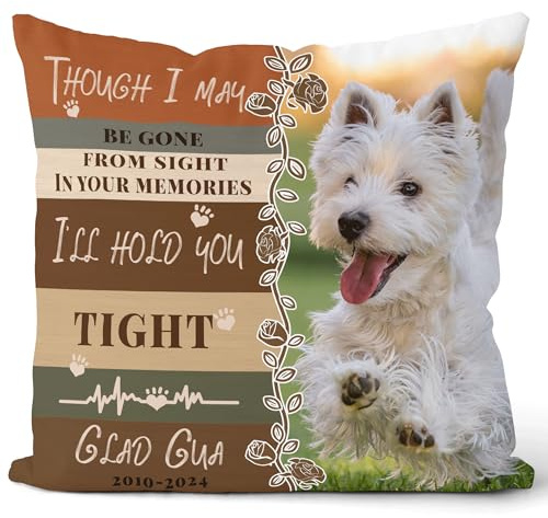 Glad Gua Feel Me Here Personalisiertes Haustier-Gedenkkissen (Einsatz im Lieferumfang enthalten), Hundekissen, Weihnachts-Gedenkgeschenk, Haustierverlust-Geschenk, Trauergeschenk, Hunde-Gedenkgeschenk