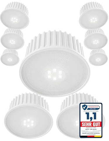MATO 9x LED Modul 230V 5W extra flach 50mm x 22mm, 4000K neutralweiß, 470lm, CRI 90, LED Leuchtmittel GU10 MR16 Ersatz für Einbaustrahler, Aufbauspot und Deckenspots