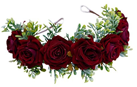 SANRLO Stirnbänder, Haarschmuck für Damen, Blumenkranz mit Band, verstellbar, für Hochzeit, Festival, Party, handgefertigte Foto-Requisiten