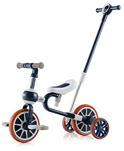 GOPLUS 4 in 1 Kinder Dreirad, Balance Fahrrad mit verstellbarem Schiebegriff, 2-stufiger Sitzhöhe und umkehrbarem Lenker, Laufrad für Kinder im Alter von 2-4 Jahre (Blau)