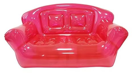 junhog Indoor & Outdoor Transparente Aufblasbare Couch Stuhl Sofa Deluxe Aufblasbare Lounge Lounger Stuhl- Ideal for Haus & Camping, Garten, Gaming, Festivals, Sommer(Red)