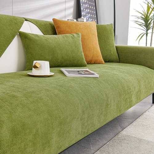 LHKXKKXX Überwurfdecken Für Sofa L Form, Chenille Couchdecke überwurf, Sofa Schutzdecke Couch überzug, Grün,70 * 70cm