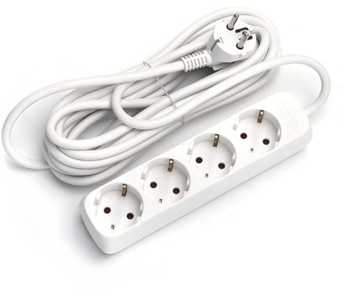 4-Fach Steckdosenleiste 5m 3G 1,5mm² weiß ohne Schalter zum sicheren Anschluss mehrerer Elektrogeräte