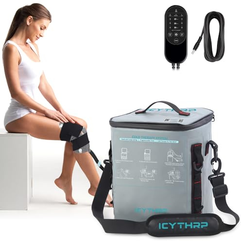 ICYTHRP Machine de thérapie par le froid avec minuterie programmable, machine à glace portable pour genou après chirurgie, système de récupération de remplacement du genou pour soulager la douleur