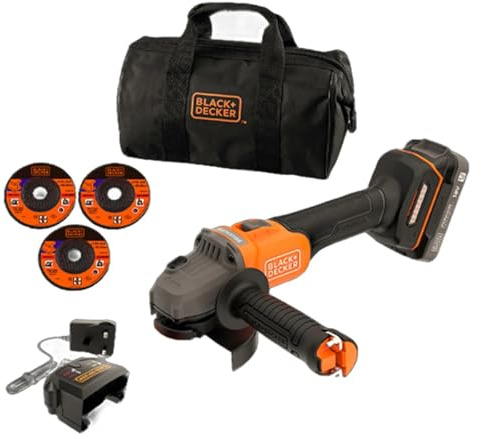 Black + Decker BCG6L8D1S-QW, 18V 2Ah 115mm Akku-Winkelschleifer