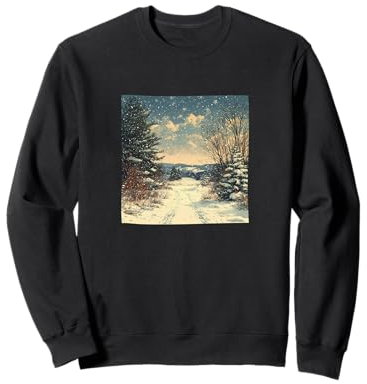 Grafica vintage paesaggio prato innevato Felpa