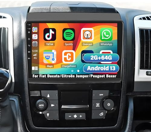 2G+64G CAMECHO Android 13 Autoradio für FIAT Ducato/Citroën Jumper/Peugeot Boxer mit Navi Carplay Android Auto, 9 Zoll Touch Bildschirm 2 Din mit Bluetooth GPS WiFi FM/RDS SWC Mic Rückfahrkamera