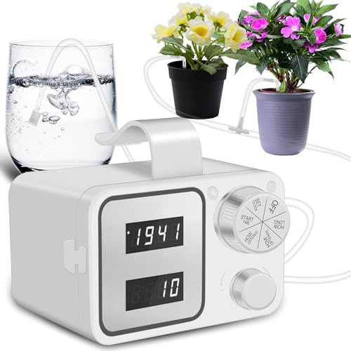 NGOKPYD Automatic Watering System with Timer, Anti-Siphoning, Smart Power-Off Memory Vacation Plant Waterer for Plants 15 Potted, DIY Drip Irrigation Kit is Gifts for Plant Lovers
