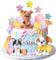 Dog Cake Topper Clay Figurines Puppy Star Yellow Pink Purple Ball Cake Decoration for Dog Theme Birthday Party Paw Cute Dog Pet Party Baby Shower Supplies