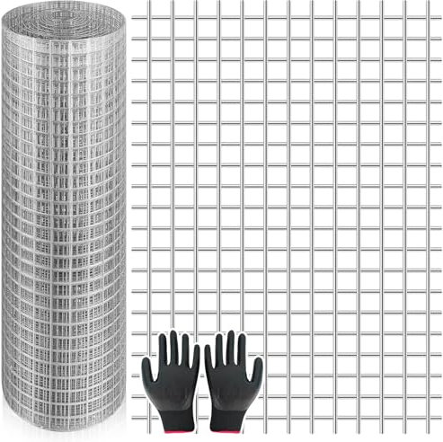 Rodent Mesh 60cm x 10M Galvanized Wire Metal Mesh Hardware Cloth Welded Roll for Vegetables Garden Rabbit Fencing, Snake Fence, Chicken Gopher Racoons Critters Block Rats, Mice & Small Animals