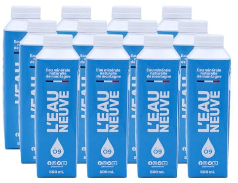 Tétra Eau Neuve Bleue 12 Bouteilles x 50cl | Eau minérale naturelle naturellement pure à la source de Pédourès