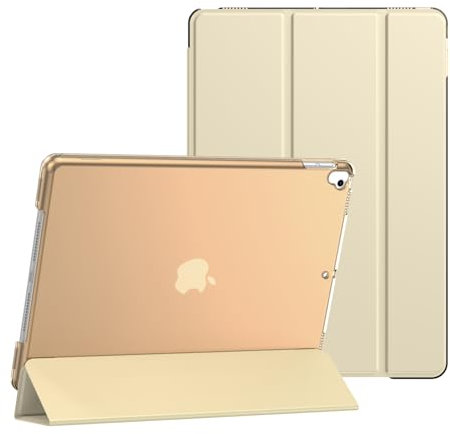 Schutz Hülle für iPad 7. Gen. in Gold (von 2019) 10,2 Magnetisch dünn leicht PU Leder Tablet Smart Case mit Auto Schlaf/Aufwach transparente Rückseite