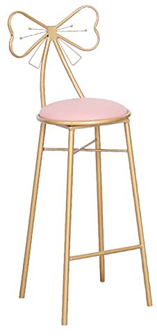 erkebspm - Moderner Stuhl mit Schmetterlingsrückenlehne, Barhocker mit Sitz aus weichem Samt und goldenen Beinen, Rosa (Größe: 75 cm)