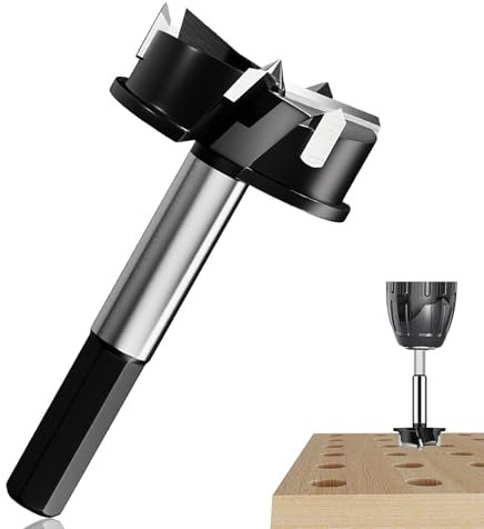 Broca Forstner 35mm para Madera Dura - Broca de Vástago Redondo para Taladro, Perfecta para Contrachapado, MDF y Aglomerado (Accesorio Profesional)