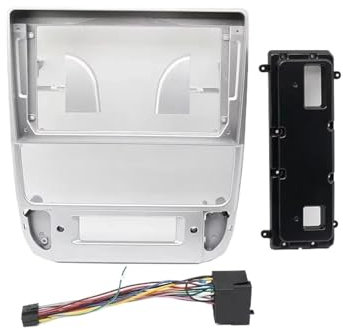 MCQNDS Kit De Tableau De Bord Autoradio 9 Pouces Cadre Audio Adaptateur GPS pour Peugeot 406 1995-2005 Cadre Façade D'autoradio(Silver Frame Cable)