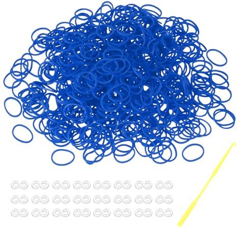 sourcing map 600 Pcs Loom Rubber Bands Kit with 25 Pcs S-Clips 1-Hook Rubber Bands Refill Bracelet Making Kits for Weaving DIY Handcrafts Gift, Dark Blue