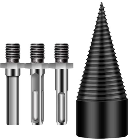Wood Splitting Drill Bit - Heavy Duty Detachable Electric Drill Bit, Kindling Splitter With 3 Drill Attachments For Electric Drill