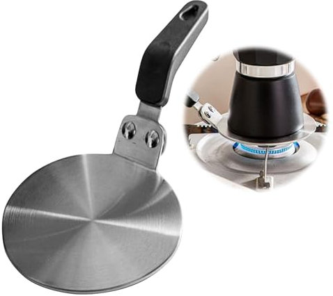 Stainless Steel Heat Diffuser, Moka Pot Induction Adapter Plate, Cooking Induction Adapter Simmer Plate with Heat Insulation Handle for Milk Coffee Cookware (20CM)