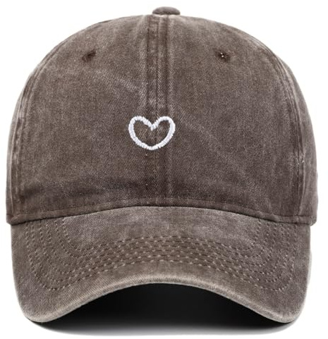 Baseball Cap Damen Sommer Baumwolle Mütze mit Herzförmiges Stickmuster Verstellbarem Baseball Caps Sport Cap Frauen Outdoor Cappies Leichte Atmungsaktiv Sonnenhut Schirmmütze Schildkappe Running Caps