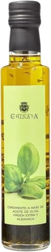 Deliex Aceite de Oliva Virgen Extra con Albahaca, Botella de Cristal con Dosificador, 250 ml