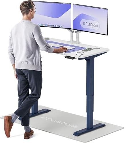 Desktronic HomePro Standing Desk – 120 x 60 cm Height Adjustable Desk with Electric Dual Motor, Touchscreen Controller & Integrated USB/USB-C, 3 Memory Presets