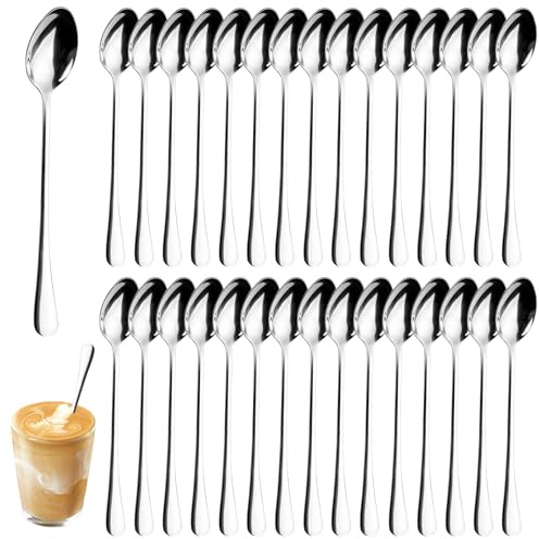 Set di 30 Cucchiai per Latte Macchiato, 19cm Cucchiaini Lunghi Acciaio Inox