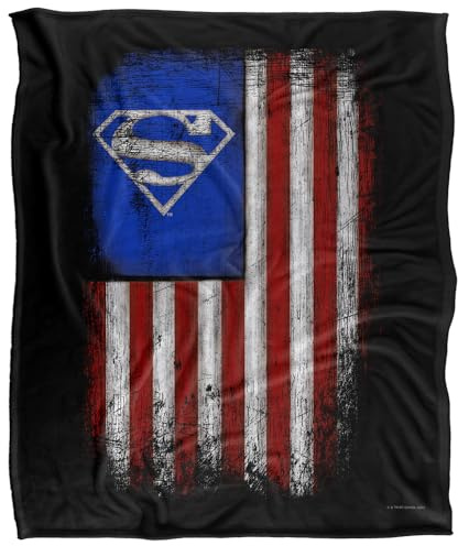 Superman Old Glory Shield Silky Touch Super Soft Throw Blanket 152 X 127 cm, White