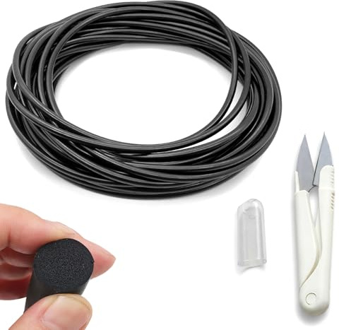 EPDM Fugen Dichtschnur Rundschnur Ø 4mm x 10m Schwarz, Fugenfüllprofil Dichtung Moosgummi Fugenschnur für Türen, Fenster, Wände, Decken – inkl. Schneidwerkzeug