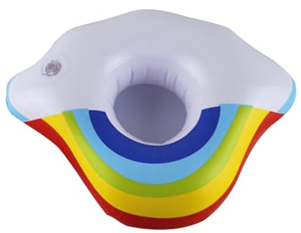 FRCOLOR 4PCS Inflatable PVC Cloud Rainbow Drink Cup Holders Floating Pool Accessories for Adults Reusable Floaties for Beach Swimming and Hot Tubs