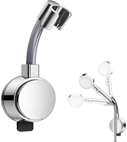 Support Pommeau de Douche Ventouse, Support Pommeau de Douche Sans Percage, Accroche Pomme de Ducha Réglable à 360°, Porte Pomme de Doucha pour Douchette, Argent