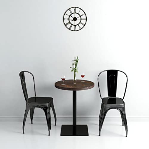 VIHHQGC Bistrotisch MDF und Stahl Rund 60×75 cm Dunkle Esche mit gemaserter Oberfläche für Restaurant Cafe Bar Einrichtung