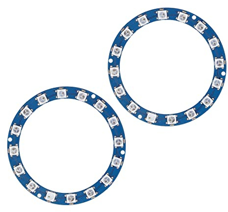 RGB-LED-Ring WS2812B, 16 Bit, Intelligente Vollfarbe für Mikrocontroller, Unterstützt 5 V, Digitaler Anschluss für Dekorative Beleuchtung, 2 Stück