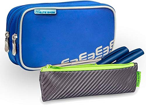 2er Pack Diabetiker Tasche und etui, Dia's Insulin´s, Blau grau, Polyester kohlefaser