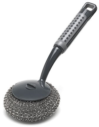 Addis ComfiGrip-Cepillo para Fregar con Mango Largo, Metal, Grafito metálico, 26 x 10 x 12 cm
