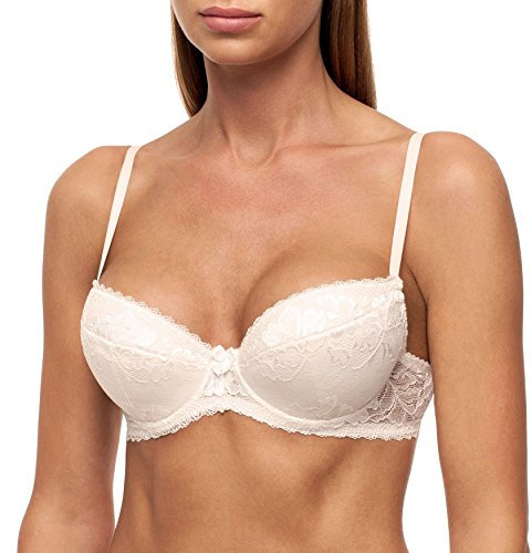frugue Women's Push Up Comfort Sexy Padded Lace Plunge Bra Ivory 38 DD