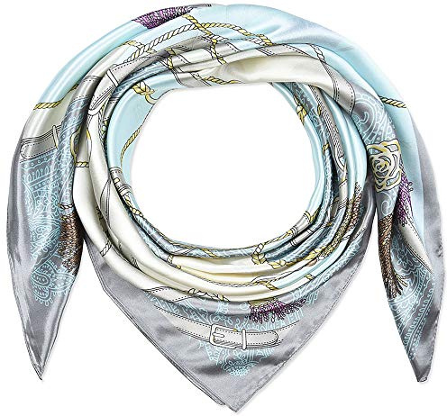 corciova Women's 35' Polyester Silk Feeling Floral Headscarf for Sleeping, C Rose Flower Dark Midnight Blue