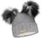 Mikos * Damen Wurm Winter Beanie Strickmütze Gefüttert Skimütze Wintermütze mit Zwei Pom Pom Mütze mit Zwei Bommeln Slouch Beanie Damen - Bommelmütze (689)(Grau)