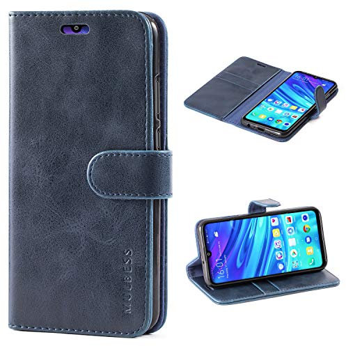 Mulbess Handyhülle für Huawei P Smart 2019 Hülle Leder, Huawei Honor 10 Lite Handy Hülle, Vintage Flip Handytasche Schutzhülle für Huawei P Smart 2019 / Honor 10 Lite Case, Navy Blau