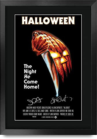HWC Trading Halloween Geschenke Geduckter Poster Signiertes Autogramm Foto für Fans von Film Memorabilien - A3 Gerahmt