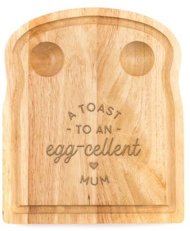 Breakfast Egg Board - A Toast to an Egg-cellent Birthday Gifts, Mum, Dad from Son Kids Daughter Baby - Unique Mothers Day Fathers Day Idea - Funny Engraved Pun Design Natural Wood (MUM)
